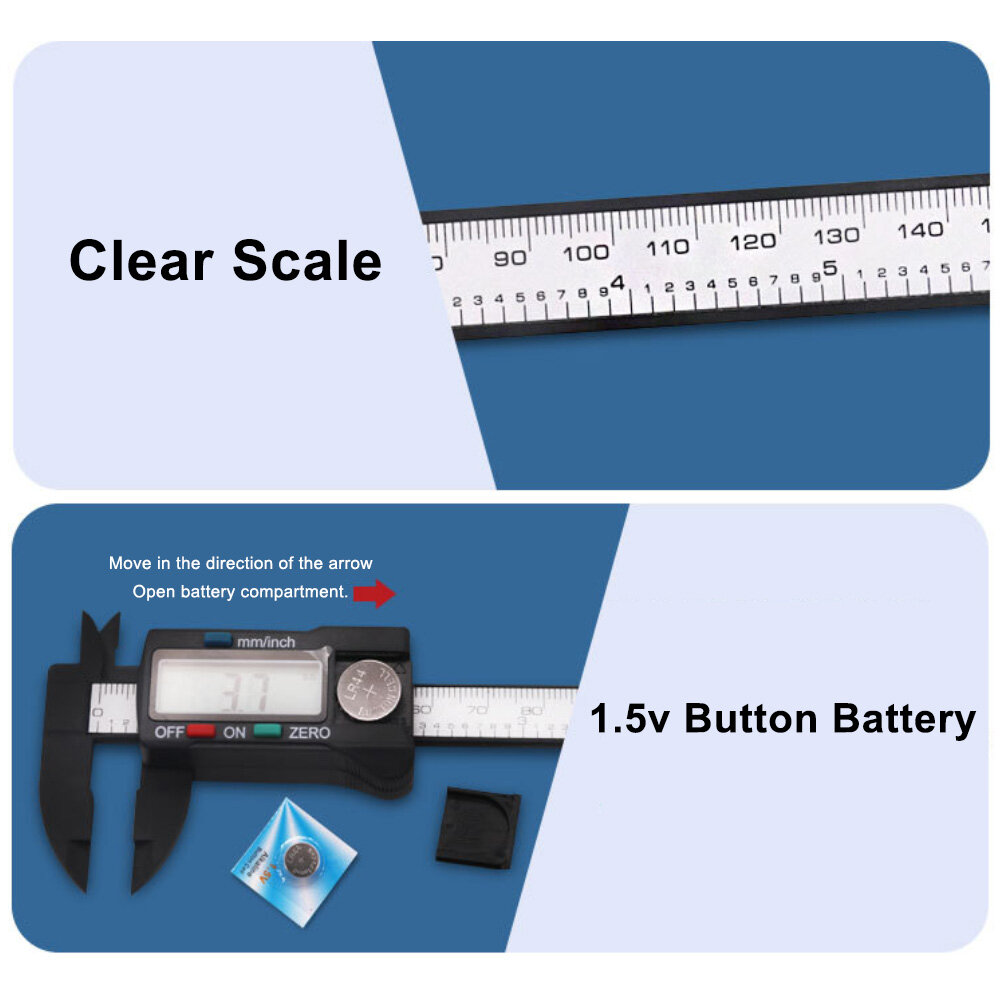 Digital Display Sliding 0-150mm Measurement Pocket Vernier Caliper Ruler Tool