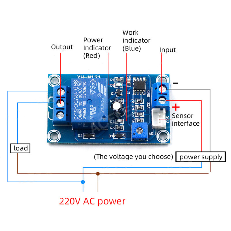 1PCS/2PCS Detection sensor brightness XH-M131 DC 5V light control switch 10A photoresistor relay module automatic control module