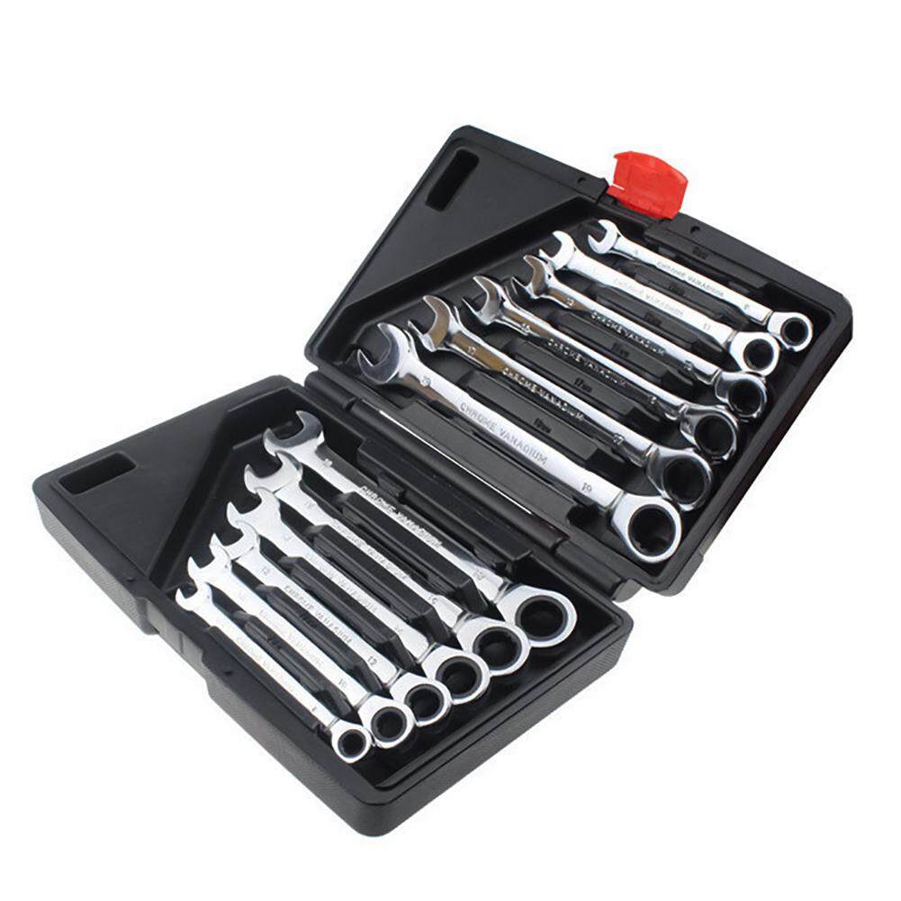 Profesional 12 Buah/Set Kunci Pas Kunci Bergigi Kotak Cincin Set Kit 8-19 Mm Alat Mekanik Bengkel Mobil Set