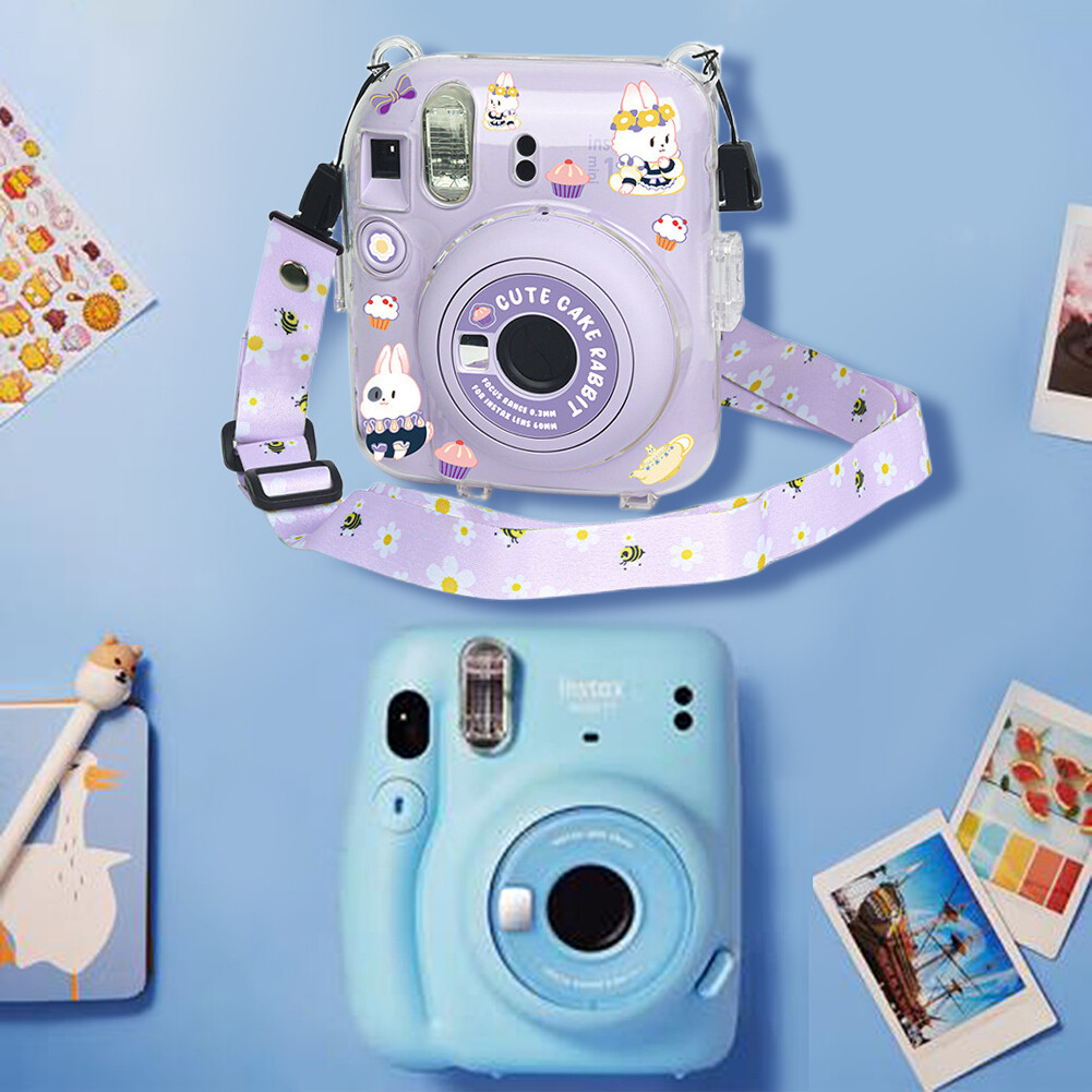 Transparent Mini 12 Protective Crystal Case Update with Photo Storage Camera Case DIY Sticker Shoulder Strap for Fujifilm Instax