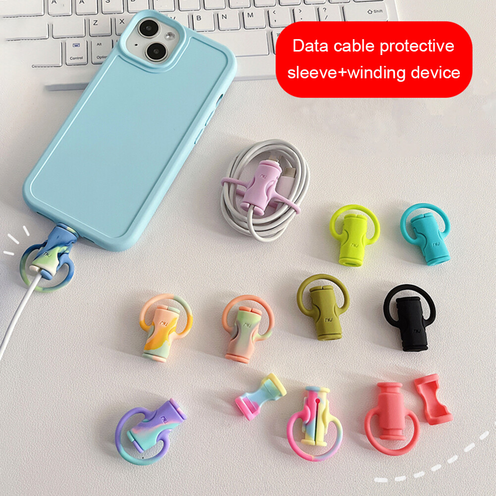 Data Line Cord Protector Winder Cover Silicone Charging Cable Protective Case Mobile Phone Accessories for iPhone