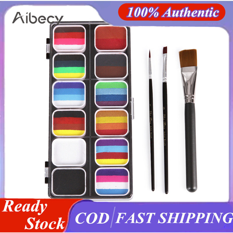 Watercolor Paint Palette Set 30 Colors Set Professional Face Paint Kit with 3 Brush Safe & Non Toxic Water Activated Face and Body Painting Makeup Hypoallergenic Facepaints for Halloween Cosplay Costume Party Festival Artists Adults Art Supplies