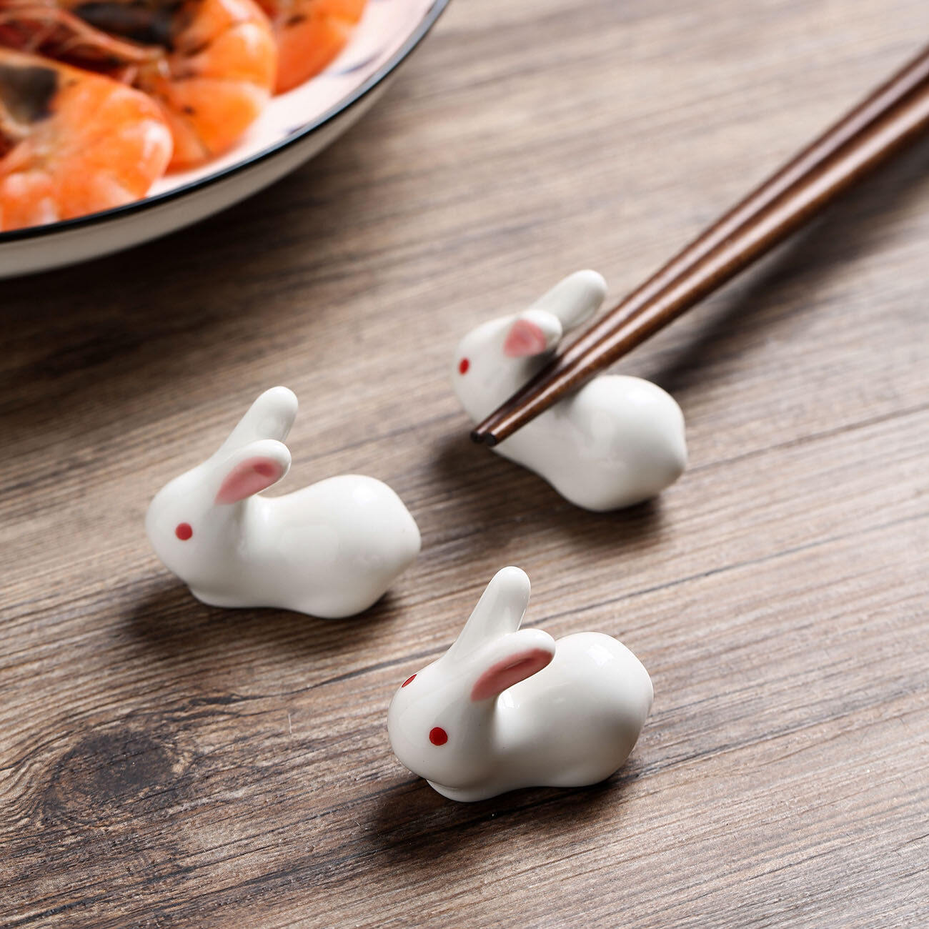 CNMF Rabbit Chopstick Holder Creative Ceramic Tableware Rack Kitchen Accessories