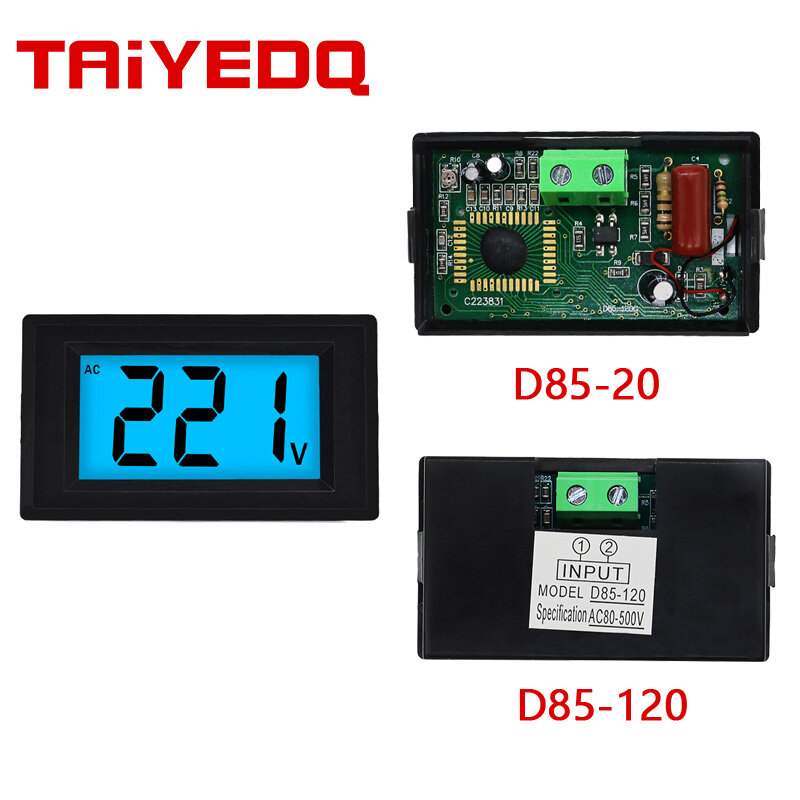 D85-20 Vôn Kế Kỹ Thuật Số Đồng Hồ Đo Điện Áp Mini Bảng Ampe Kế Đồng Hồ Đo Thử Điện Với Màn Hình LED Vỏ Đen AC80-500V LCD
