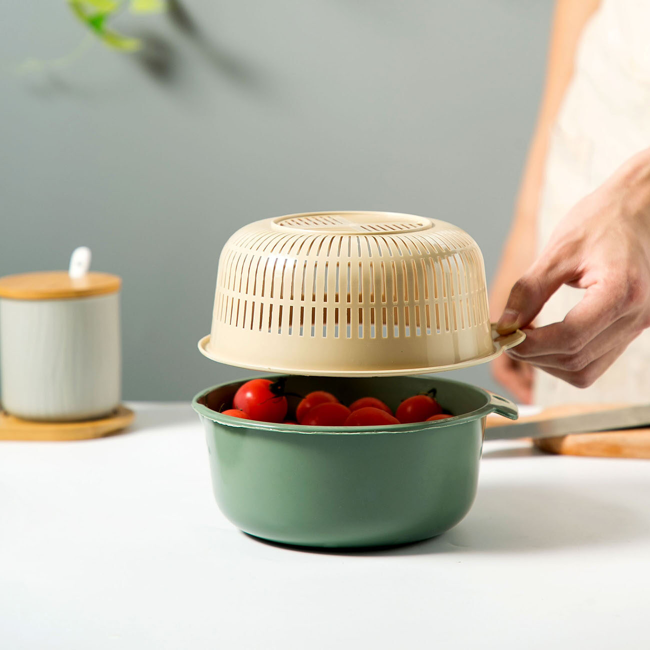 Homenhome Giỏ Trái Cây Rỗng Hai Lớp Giỏ Thoát Nước Bồn Rửa Nhà Bếp