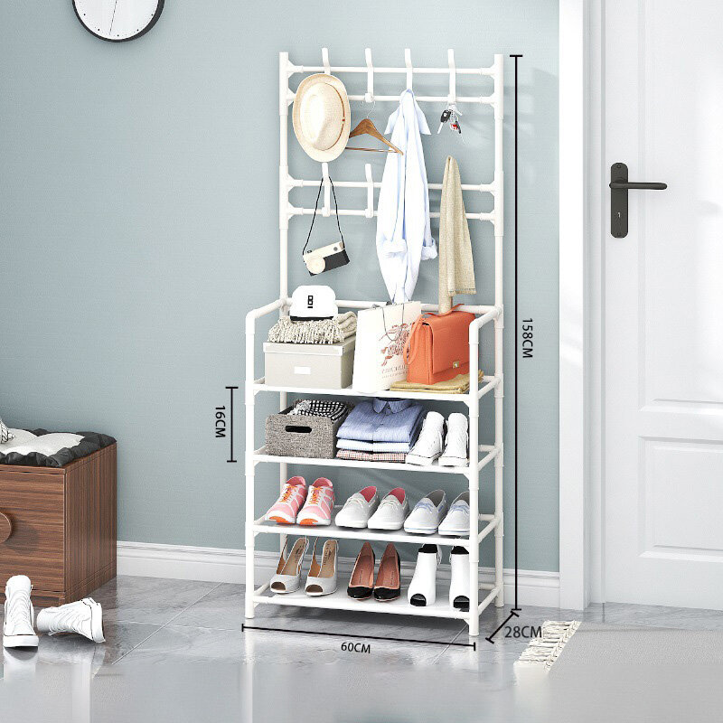 Floor-to-ceiling hanger simple coat rack hanger dormitory household dust-proof storage shoe rack shoe rack rack