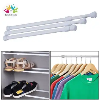 Fancydream Adjustable Curtain Rod Metal Spring Loaded Bathroom Bar