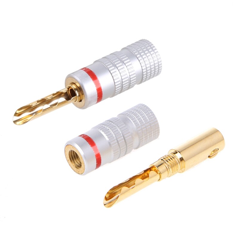 8 Pcs Gold Plated Copper BFA 4mm Banana Plug Adapter Wire Speaker Connectors