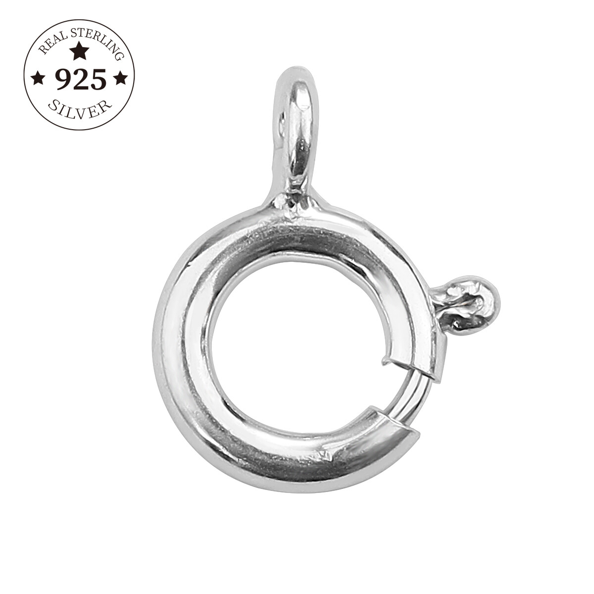 6mm/8mm Round Spring Clasps 925 Sterling Silver End Connectors For Bracelets Necklace DIY Jewelry Making Supplies