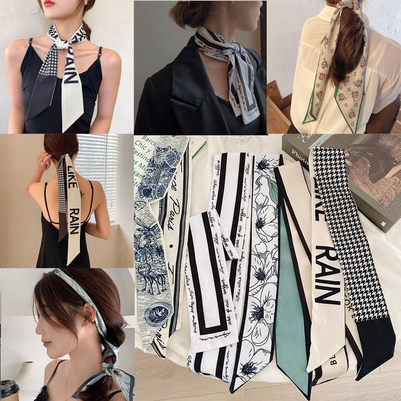 Korea Silk Scarf Multifunctional Hair Band Ribbon Scarves