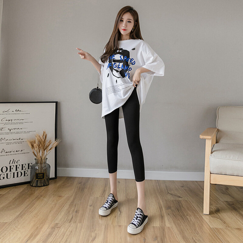 Women's Modal Cotton Leggings Outer Wear Summer Plus Size High Waist Cropped Sexy Pants Running Sports Pants