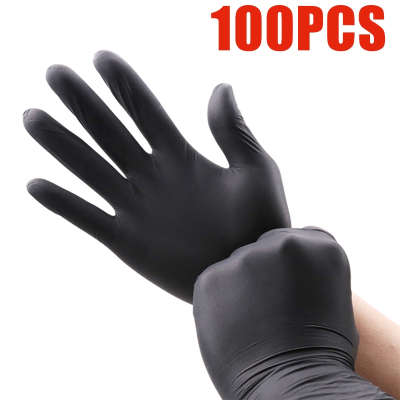 【A NEW】 100Pack/150gPowder Free Black Nitrile Gloves Household Tool Garden/Barber/Makeup Disposable Work