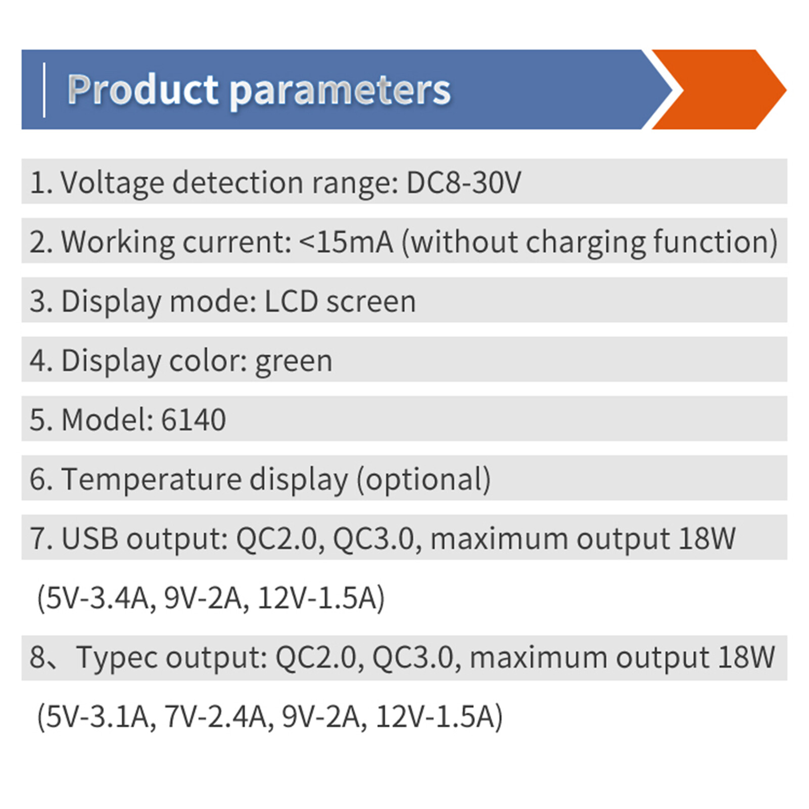 Farfi Battery Capacity Indicator LCD Screen USB/Type-C Interface 12V/24V Digital Display Battery Tester Industrial Supply Useful Voltage Meter