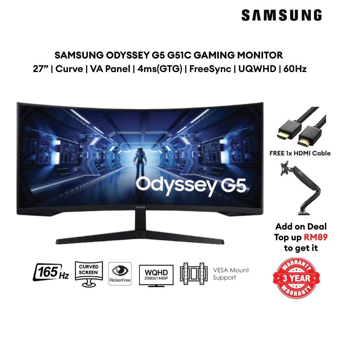 Samsung 27'' & 32'' Odyssey G5 G51C Gaming Monitor | 2K | QHD | 165Hz ...