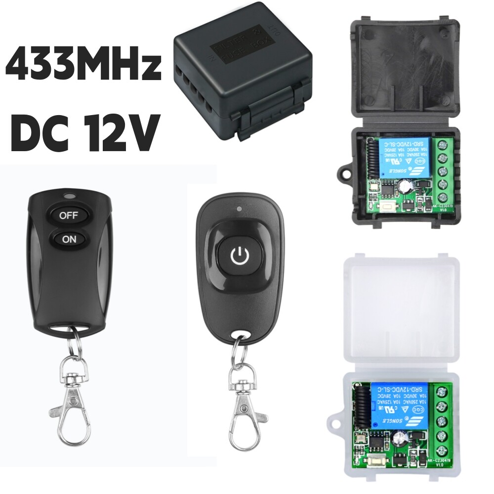 433 Mhz phổ công tắc điều khiển từ xa không dây DC 12V 1CH Rơ Le thiết bị nhận mô-đun và máy phát tần số vô tuyến điều khiển khóa điện tử