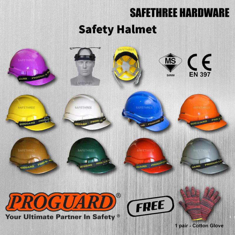 Proguard Safety Helmet (Sirim Certified) Yellow, White, Blue, Red, Orange, Green, Grey, Purple, Brown