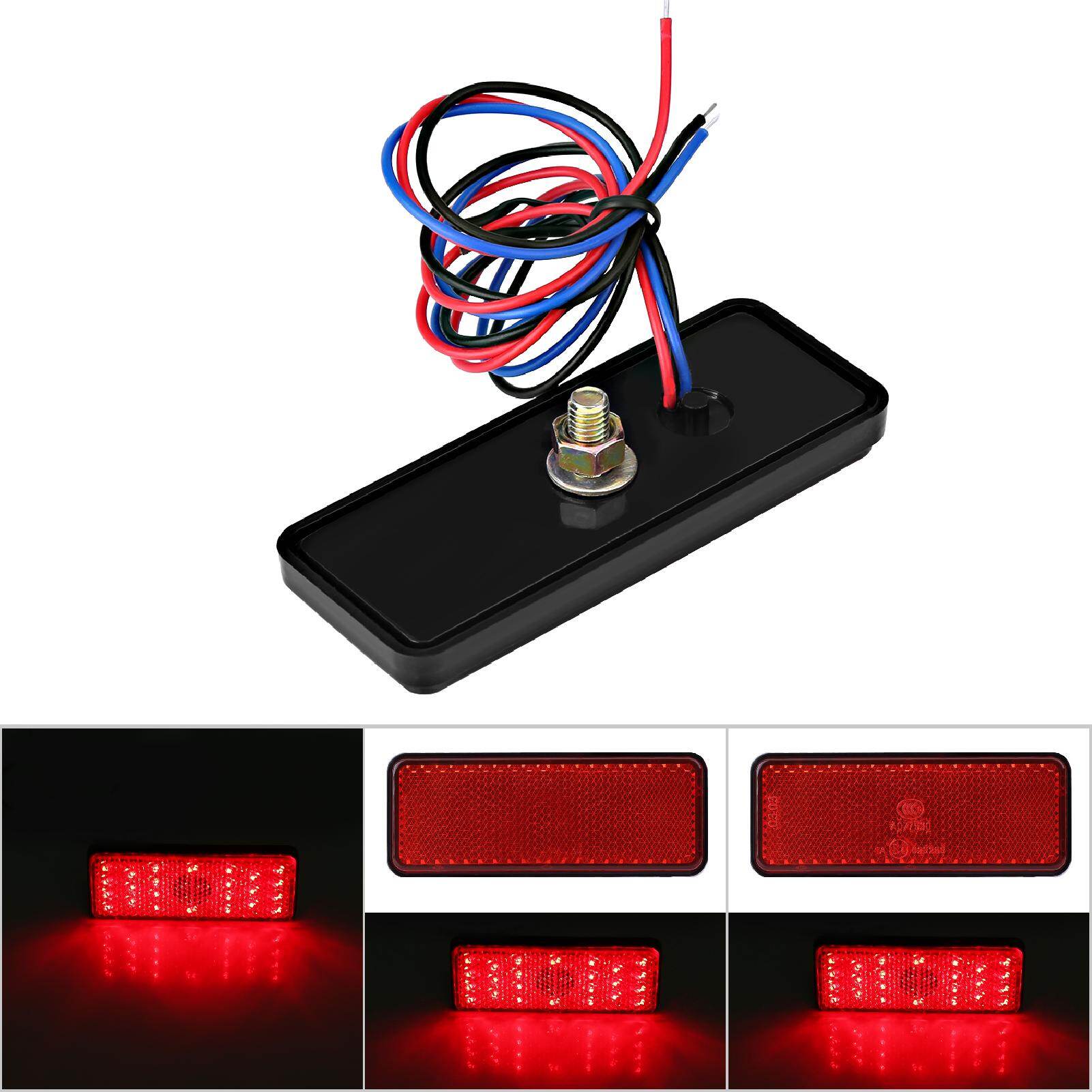 Phổ xe máy xe máy gắn Bàn Đạp Xe scooter hình chữ nhật LED phản xạ đèn phanh đuôi đèn phanh màu Đỏ