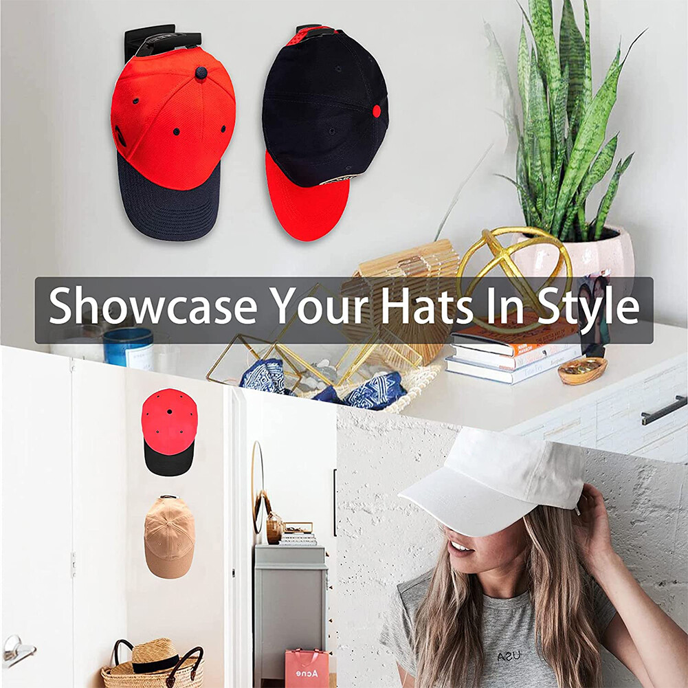 ROMAHOME Baseball Cap Organizer No Drilling Hat Hooks Wall Mounted Adhesive Cap Hanger for Baseball Caps