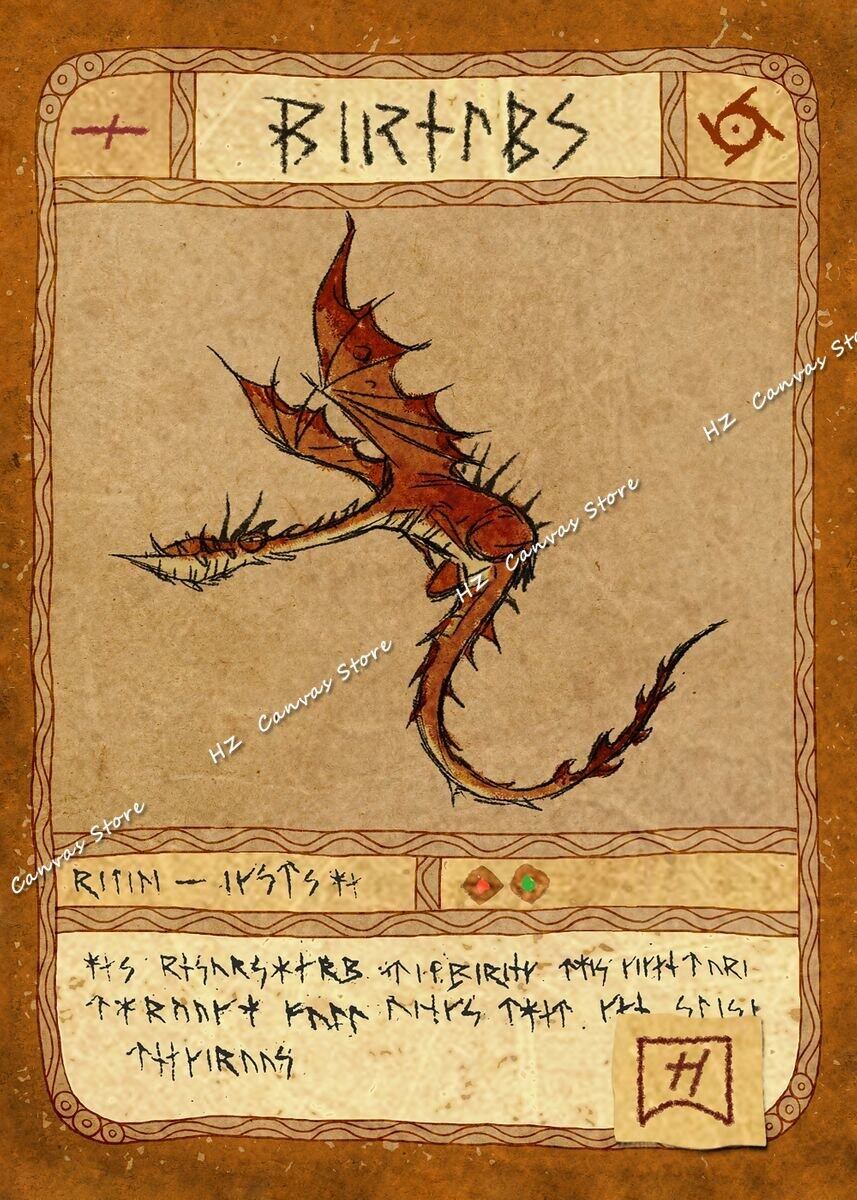 Vintage Retro Dragon การ์ดโปสเตอร์และภาพพิมพ์-ฟัน,Stormfly, Hookfang ...