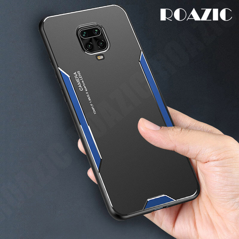 ROAZIC For Xiaomi Redmi Note 9 Note 9S Note 9 Pro Phone Case Metal Frosted Soft TPU Frame Casing Ultra-thin Anti-fall Aluminum Back Cover
