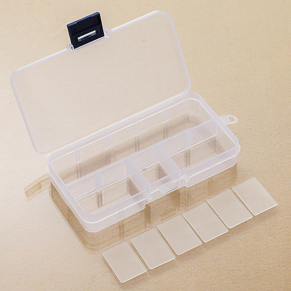BEAUTYBIGBANG 1PC Storage boxes Slots Adjustable packaging transparent Tool Case Craft Organizer box jewelry accessories