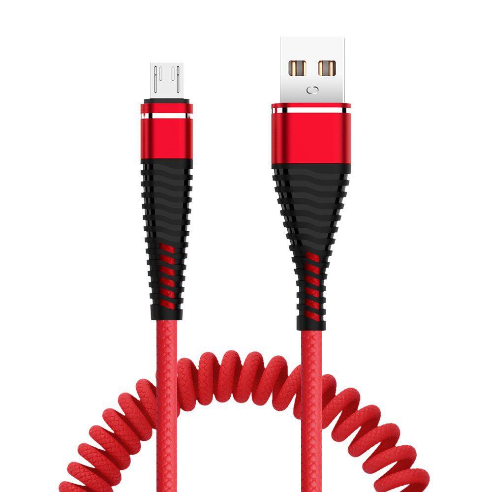 AMELY Retractable 1.2M Quick Charger Wire Digital Cables Data Wire Data Sync Charger Cord Data Line Spring USB Cable Type C Fast Charging Cable USB Charger Cable