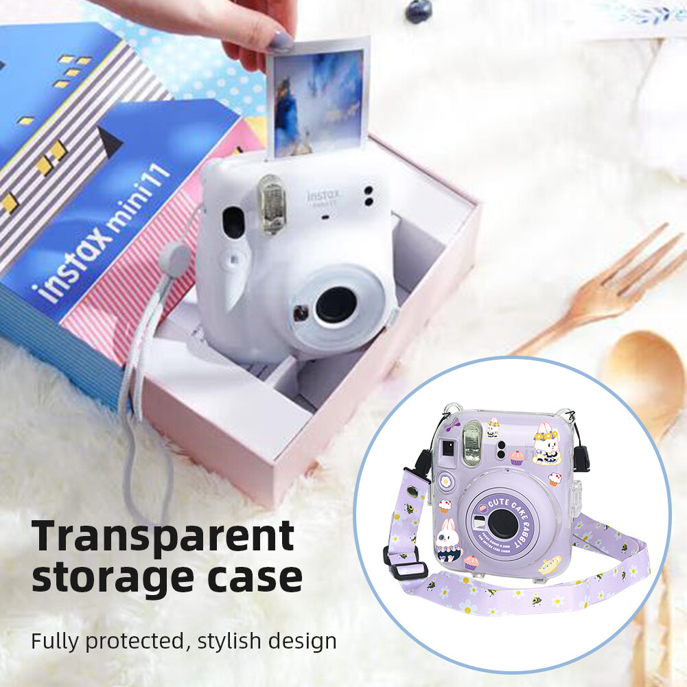 Transparent Mini 12 Protective Crystal Case Update with Photo Storage Camera Case DIY Sticker Shoulder Strap for Fujifilm Instax
