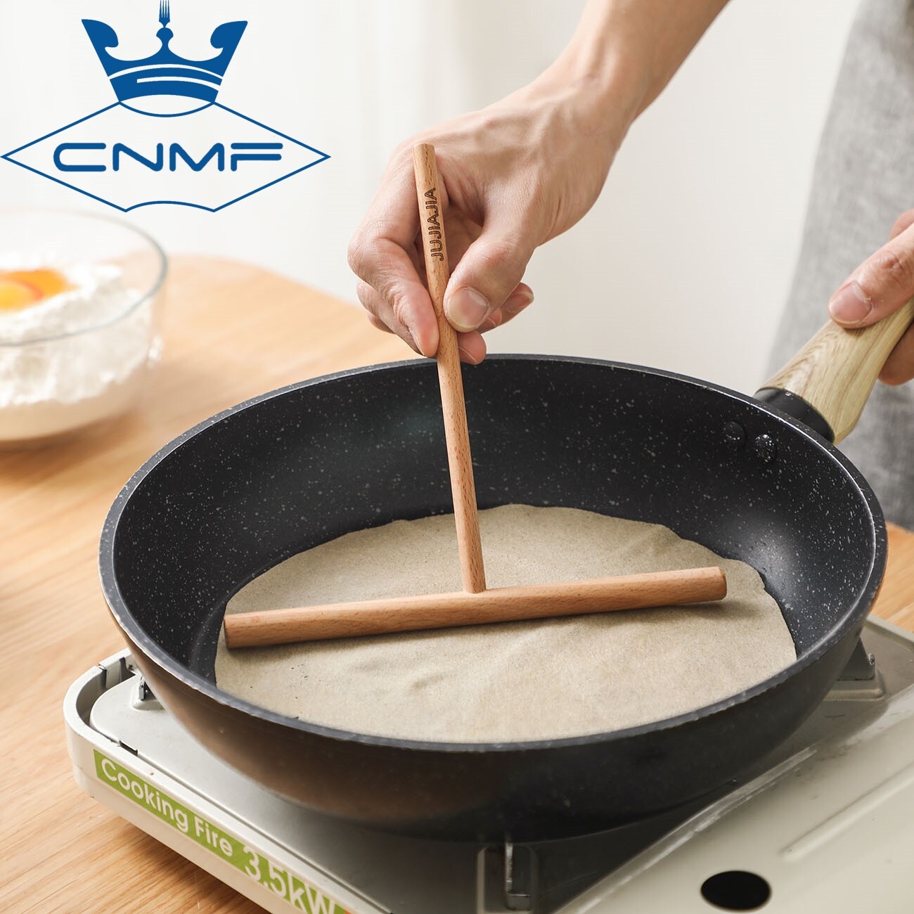 CNMF Pancake Making Kitchen Tool Household Cake Baking Tools Beech Pancake Egg Cakes Scraper Baking Accessories