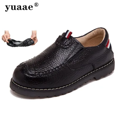 YUAAE Kids Shoes For Boys Genuine Leather Dress Shoes Black White Wedding Oxford Casual School Loafers Children Shoes Students