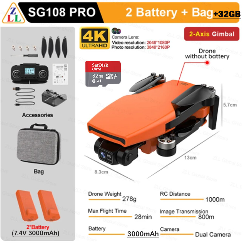 New SG108 Pro Drone 4k HD 2-Axis Gimbal Camera FPV 5G WiFi GPS
