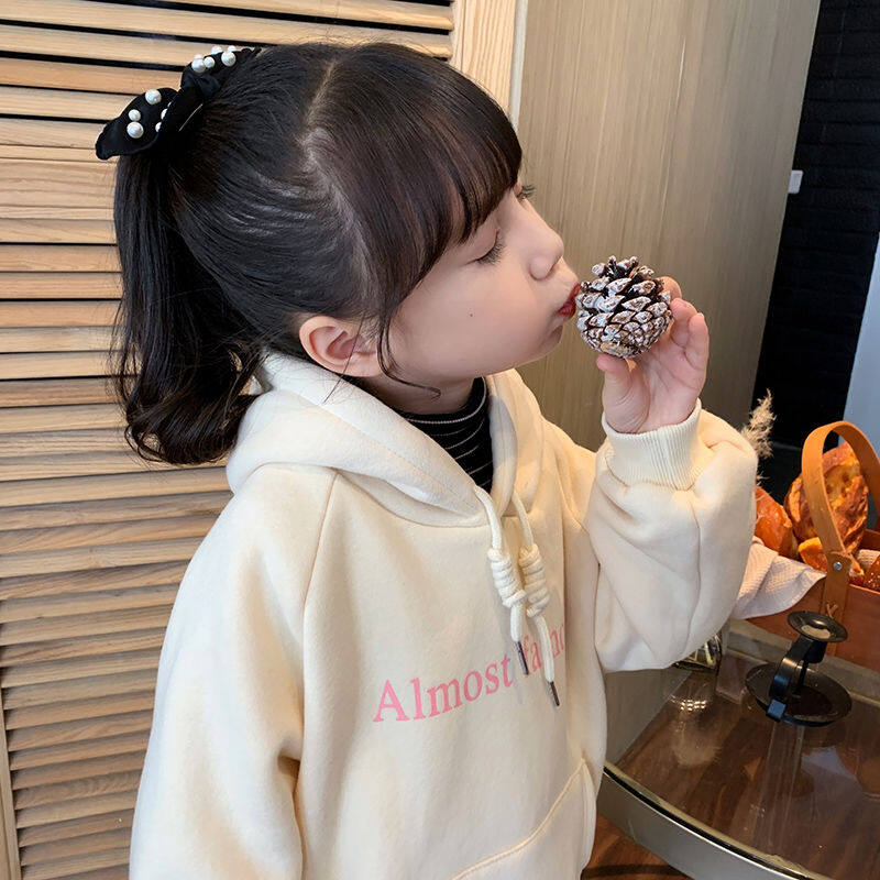 Fleece Hoodie for Kids Girls 1-14 Years 2022 Autunm and Winter New Loose Casual Hooded Sweatshirt Korean Trend Thickening Lazy Style Hoodie for Big Kids Girls