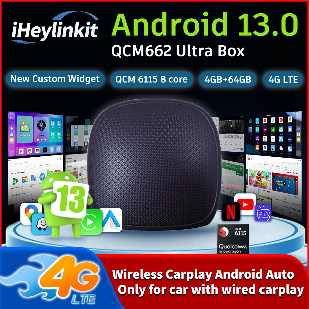 Iheylinkit android 13 qcm6115 wireless carplay ai box android auto 4gb+64gb wifi6 youtube netflix iptv 4g lte for ford vw toyota