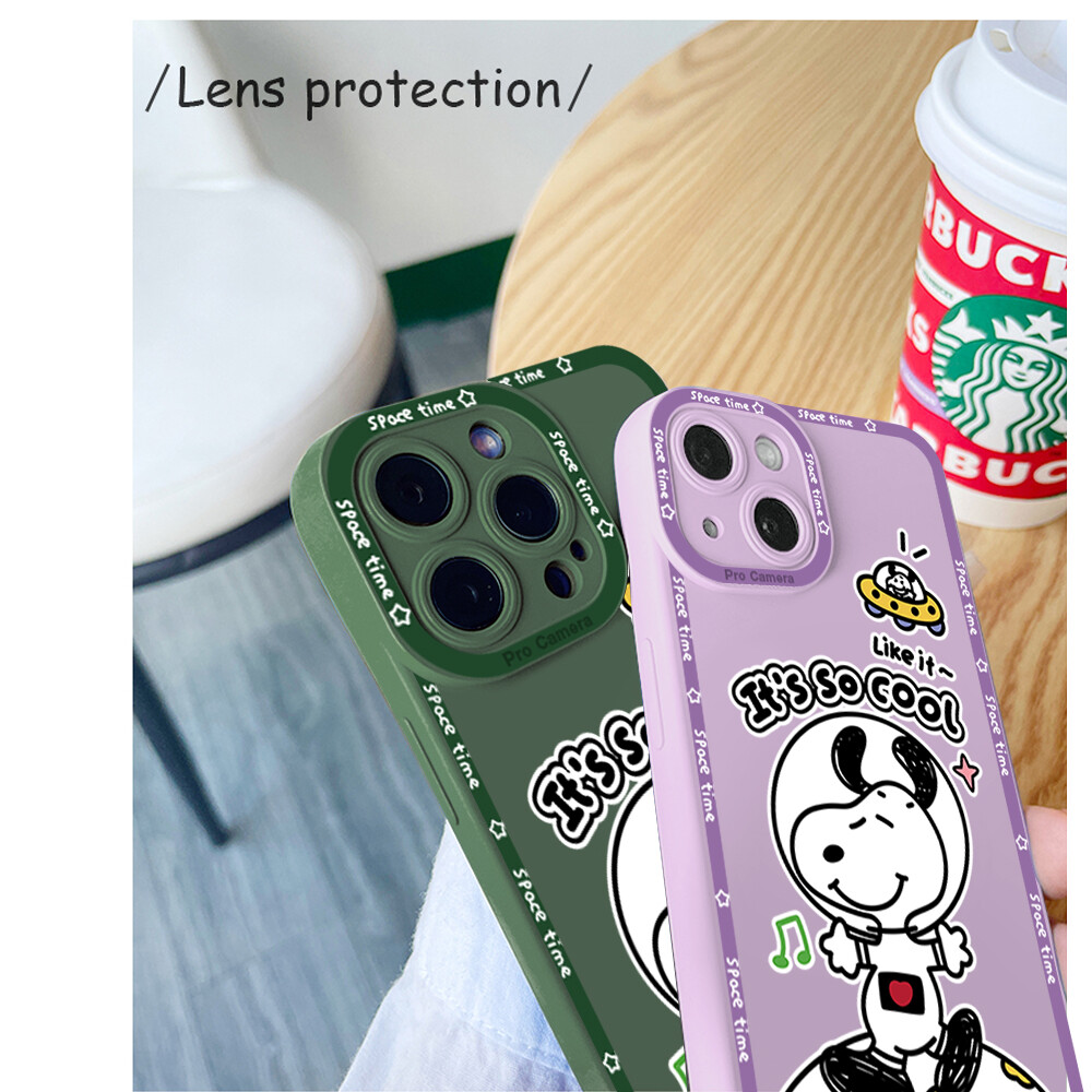 Hontinga Casing Case For Xiaomi Redmi Note 9 Pro Note 9S Case Cartoon Snoopy Square Soft Silicone Full Cover Camera Protection Shockproof Rubber Cases Back Cover Phone Casing Softcase For Boys Girls