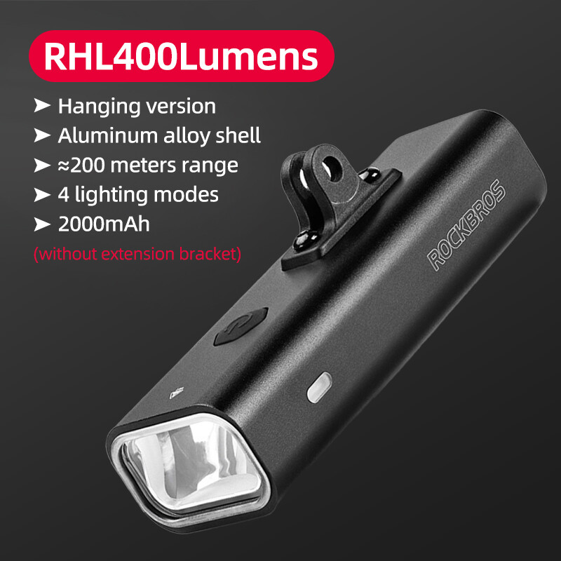 ROCKBROS Bike Light 400LM Waterproof Headlight Type-C Rechargeable 4 modes MTB Road Bike Headlight Aluminum Alloy Bicycle Light Cycling Accessories