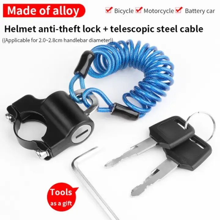 West Biking Mini Bike Helmet Lock Anti Theft Alloy Cable Lock For Helmet Bag Motorcycle Mtb Bicycle Accessories With Two Keys Lazada Singapore