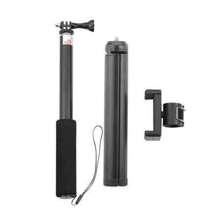 Telescoping ก้านต่อ + ขาตั้งกล้อง + คลิปโทรศัพท์สำหรับ DJI Osmo กล้องแอคชั่นแคมเมรา