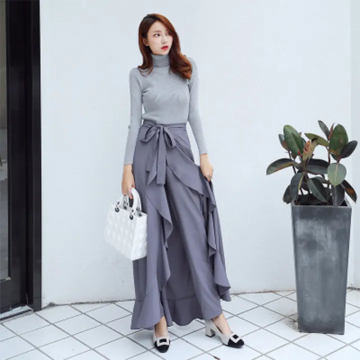 high waisted ruffle pants