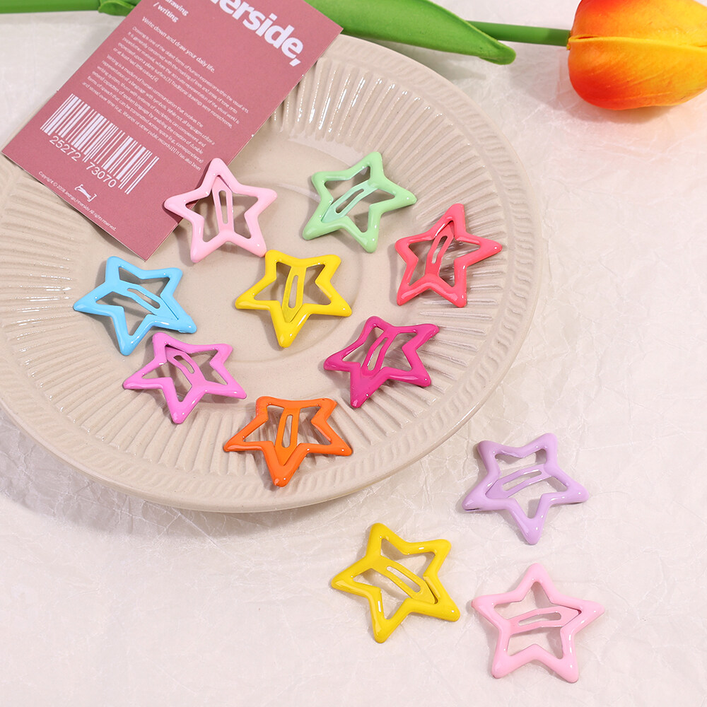 Kẹp tóc hình ngôi sao Y2K mini dễ thương/Kẹp Tóc trang trí bằng kim loại cho trẻ em/Phụ kiện tóc năm cánh màu kẹo