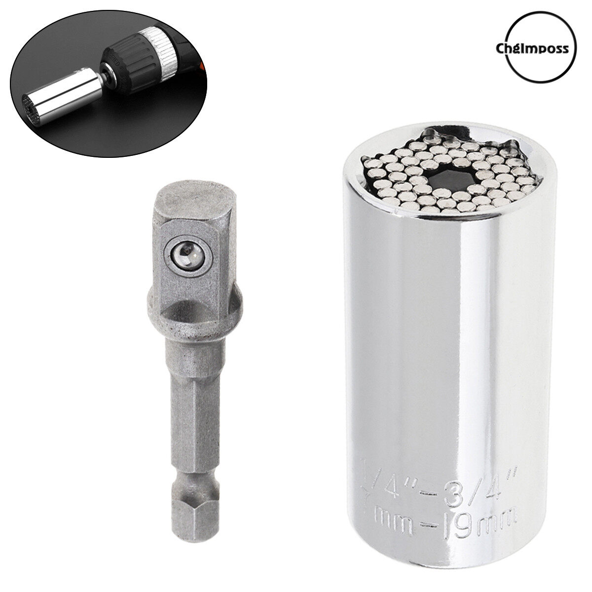 ChgImposs 7-19MM Socket Adapter Holder Extension Torque Wrench Head Set Power Drill Bit Screw Driver Tool Ratchet Bushing Spanner