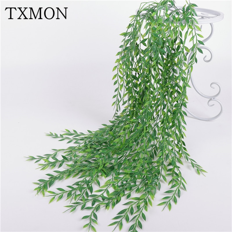 [YOU RANG] 94 cm 5 branches simulation wicker willow bamboo leaves rattan false willow tree home decoration green leaf plants wall hanging