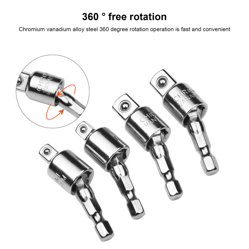 Electric Wrench Drill Socket Adapter - Rotatable Square Converter Tool for Impact Driver, 1PC/3PCS, 1/4", 3/8", 1/2"