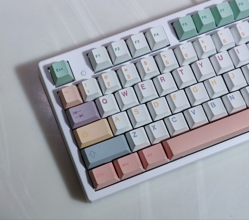 Beach Keycap Macaron Keycap 145 Keys Cherry Profile PBT Sublimation with 7u Spacebar Split space Keycaps For Cherry MX Switch Mechanical Keyboard RK61/Anne Pro 2/GK61