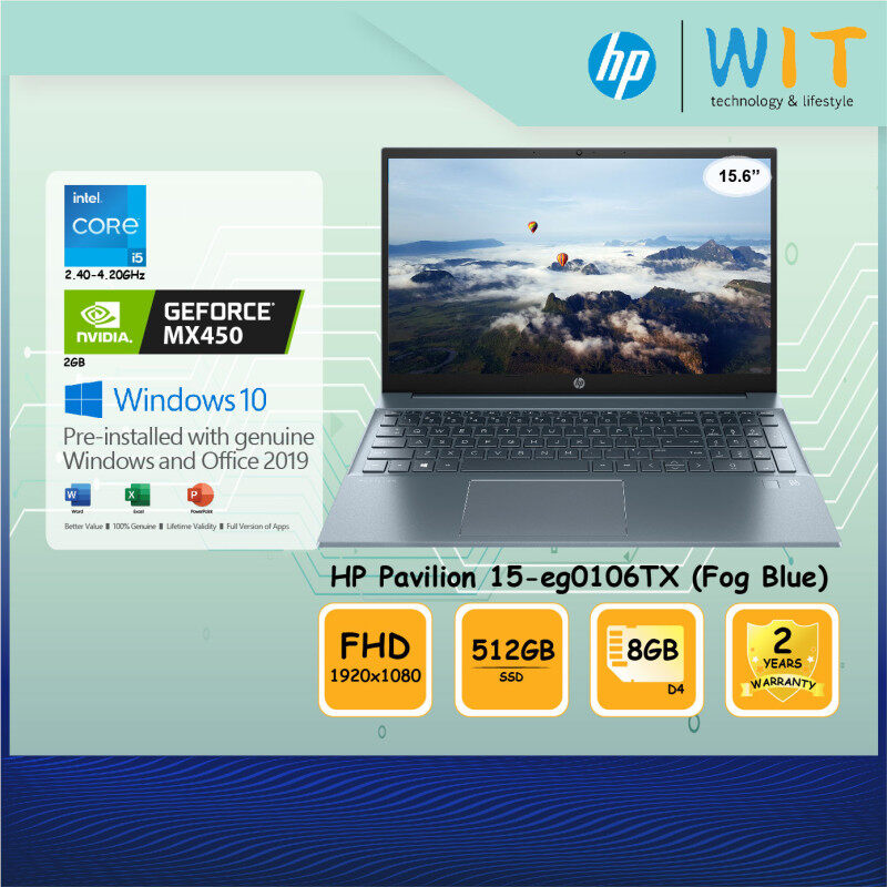 HP Laptop Pavilion 15-eg0106TX / 15-eg0107TX / 15-eg0108TX /Intel Core i5-1135G7 2.40~4.20Ghz/8GB D4/512GB SSD/15.6 FHD/NVD MX450 2GB Malaysia