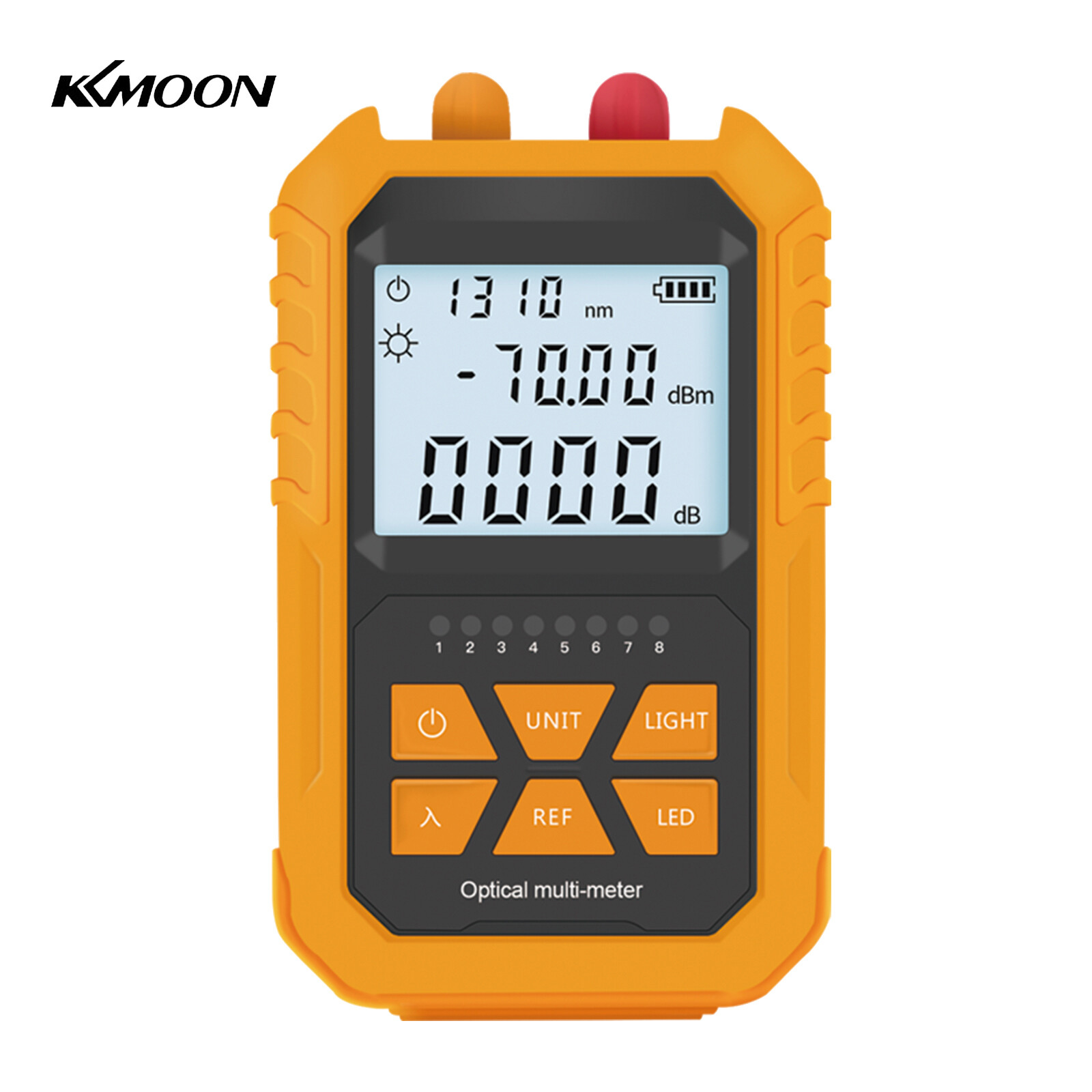 KKmoon Handheld Optical Power Meter with 5km Red Light -70~+3dBm Mini Optical Power Tester Network Cable Tester Portable Digital Light Power Meter with 7 Optional Optic Wavelength