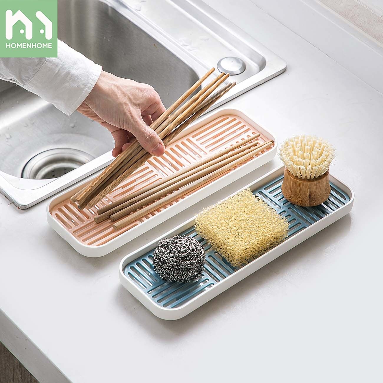 Homenhome Drain Tray Kitchen Tableware Rack Household Plastic Fruit Tray