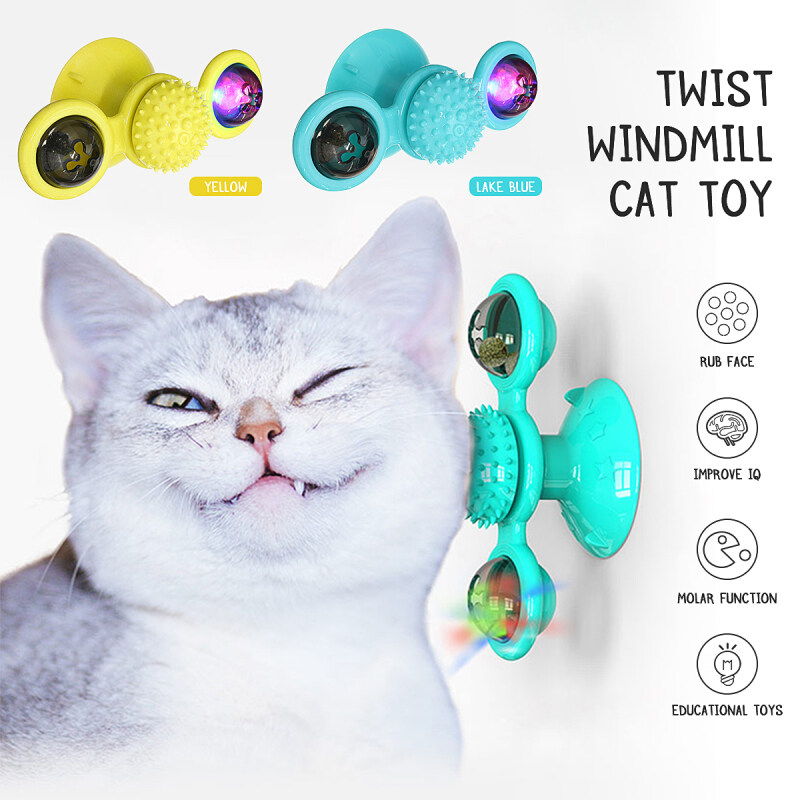 Turning Windmill Cat Toy Turntable Teasing Hair Brushes Play Game Cat Supplie