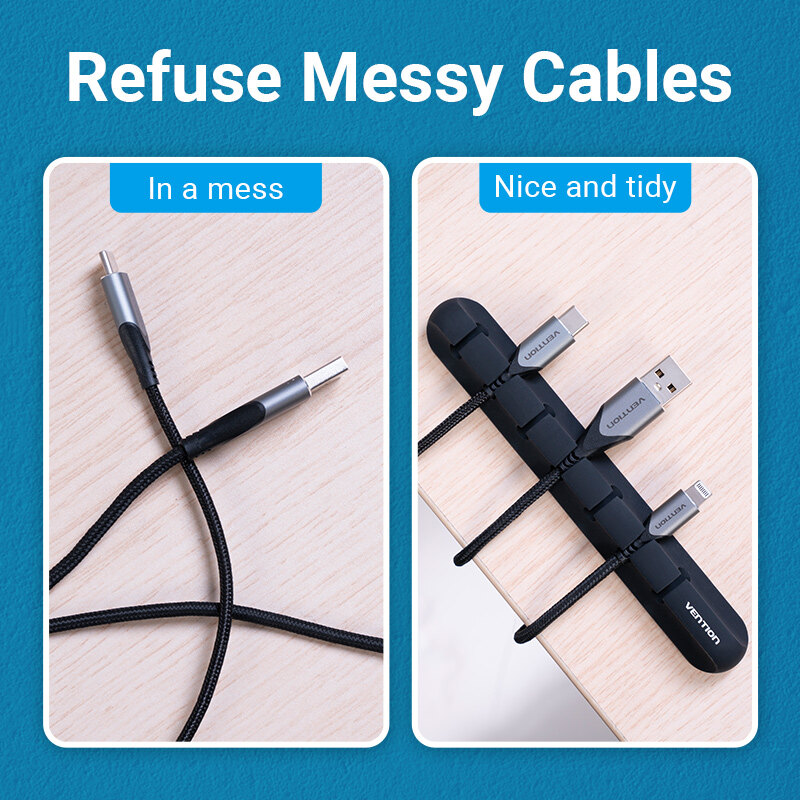 Vention Multifunction Cable Manager Cable Organizer  Silicone USB Network Cable Winder Thread management device For Date Headphone Mouse Audio Ethernet Cable Multifunction Cable Manager Cable Organizer