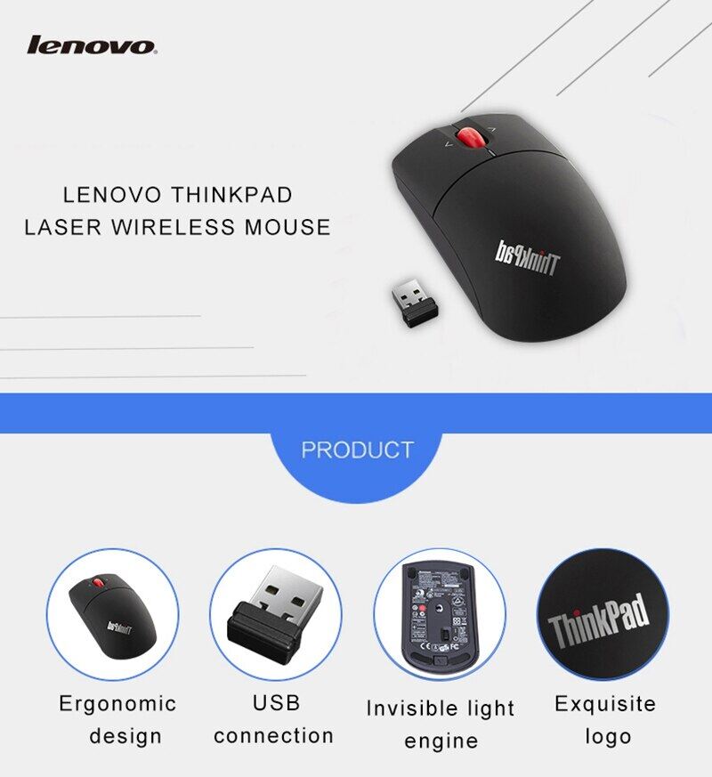 LENOVO THINKPAD OA36193 Wireless Mouse Support Officia Verification for Windows10/8/7 USB Receiver Thinkpad Laptop with 1000DPI