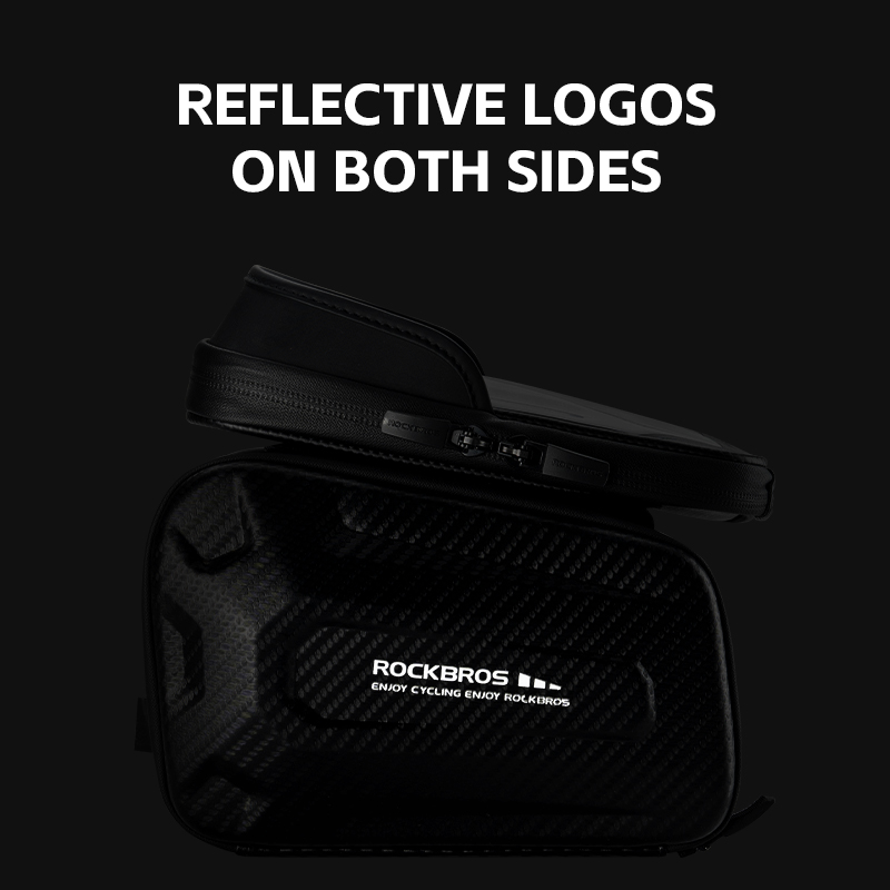 ROCKBROS Khung Trước Xe Đạp Túi điện thoại vỏ cứng màn hình cảm ứng điện thoại di động Túi điện thoại hai mặt lưu trữ ổn định Xe Đạp Phản Quang túi sườn trên