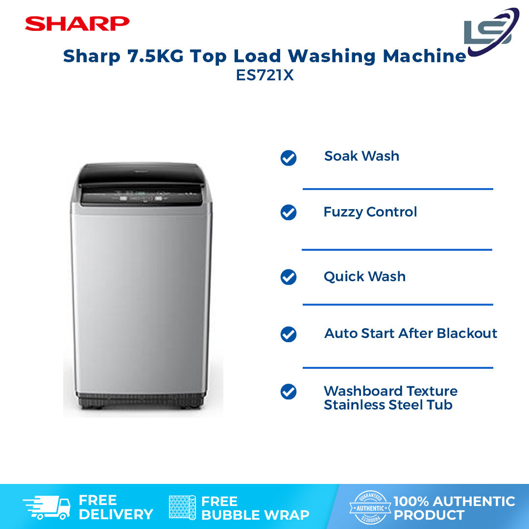 letterlijk temperen Veel gevaarlijke situaties Sharp 7.5kg Top Load Fully Auto Washing Machine ES721X | Auto Start After Blackout | Fuzzy Control | Power-Off Memory | Smart Filter | SS Drum | Washing Machine with 2 Year letterlijk temperen Veel gevaarlijke situaties Sharp 7.5kg Top Load Fully Auto Washing Machine ES721X | Auto Start After Blackout | Fuzzy Control | Power-Off Memory | Smart Filter | SS Drum | Washing Machine with 2 Year